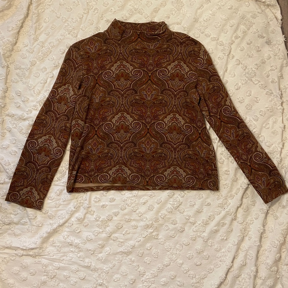 Multi color turtleneck mid crop shirt.